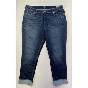 Lee Riders Indigo Deep Dyed Womens Mid-Rise Slim Fit Jeans 14M Blue Stretch Dark
